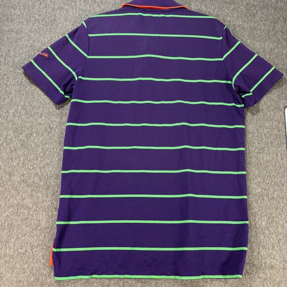 Ralph Lauren RLX Golf Polo Men's M Purple Green Stripe Southern Hills Logo - Picture 6 of 6